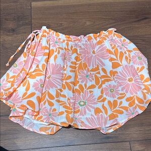 Aerie Floral Mini Skirt in Pink and Orange